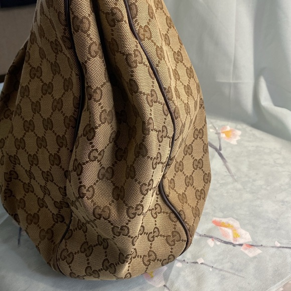 Gucci Sukey Shoulder Large Tote Bag GG Canvas Leather Dark Brown - Picture 8 of 17